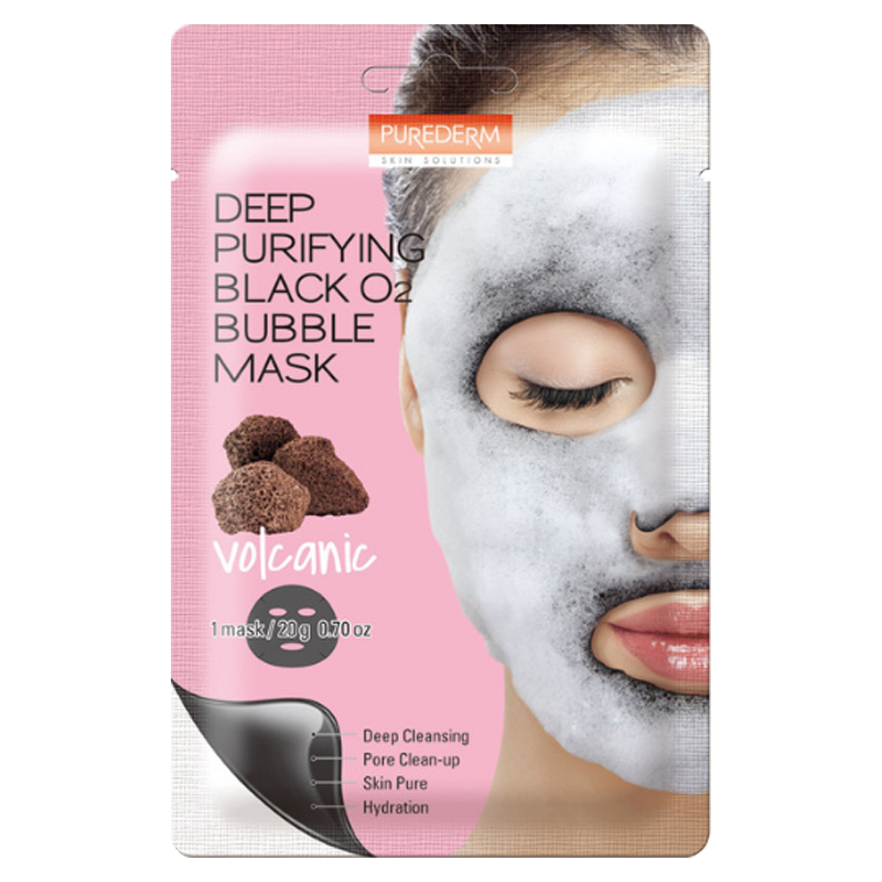 [PUREDERM] Deep Purifying Black O2 Bubble Mask Volcanic 20g (Weight : 28g)