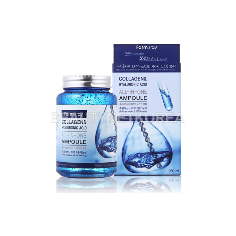 [FARM STAY] Collagen & Hyaluronic Acid All-in-One Ampoule 250ml (Weight : 359g)