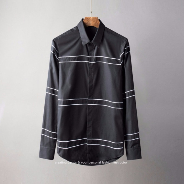 105812 칼로리스 더블라인 엠브로이드 히든버튼 셔츠 (2Color)