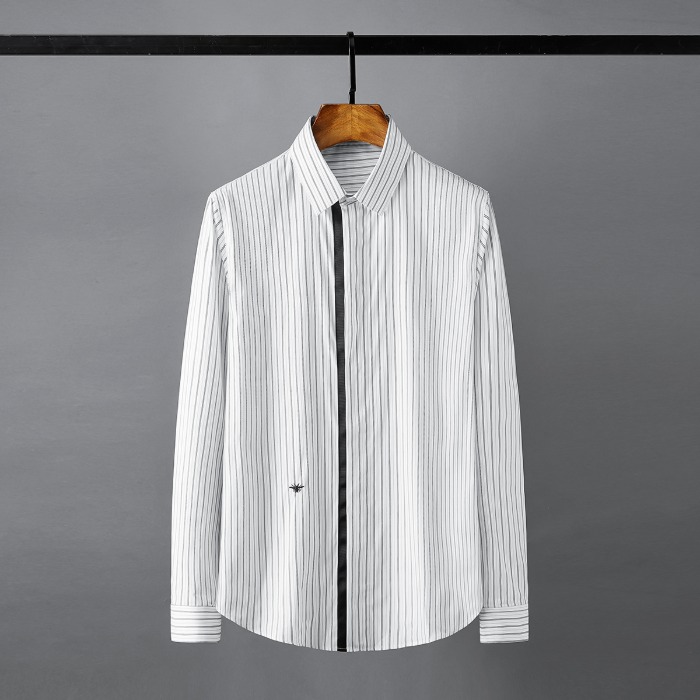 112214 띠배색 스트라이프 벌자수 긴팔 셔츠(White)