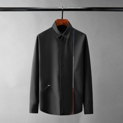 110570 삼색 라인 허니비 히든버튼 긴팔 셔츠(블랙/105, 화이트/95)